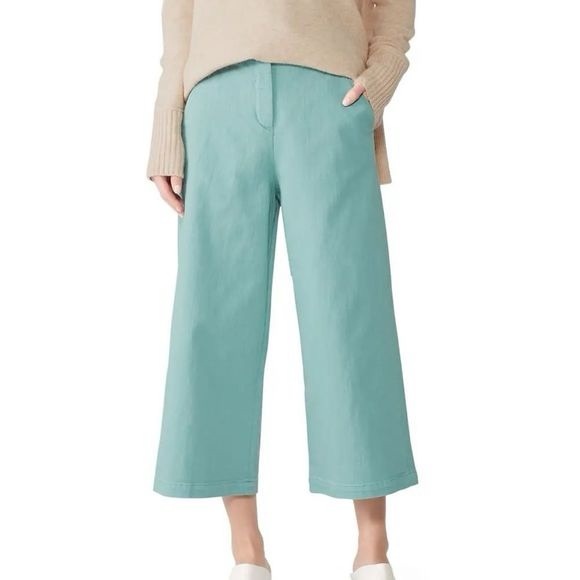 Tibi Women's Teal Wide-Leg Cropped Pants - Picture 1 of 4